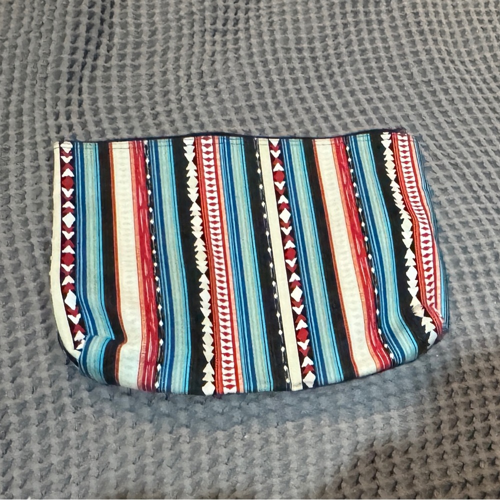 thirty-one Striped Multicolor Cosmetic Pouch - Blue, Red, Black, White